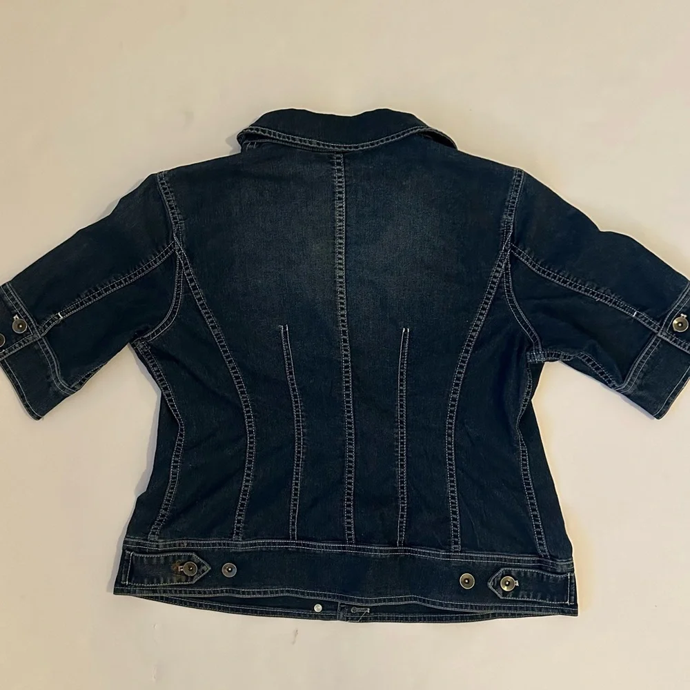 Coldwater Creek  Women’s Dark Blue Short sleeve Denim Shirt Jacket 12P - Picture 6 of 8